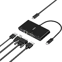 Belkin USB-C Multimedia Adapter (USB-C Hub w/ VGA, 4K HDMI, USB 3.0, Ethernet Ports) 100W Passthrough Power for MacBook Pro, iPad Pro, Surface Pro, Chromebook more
