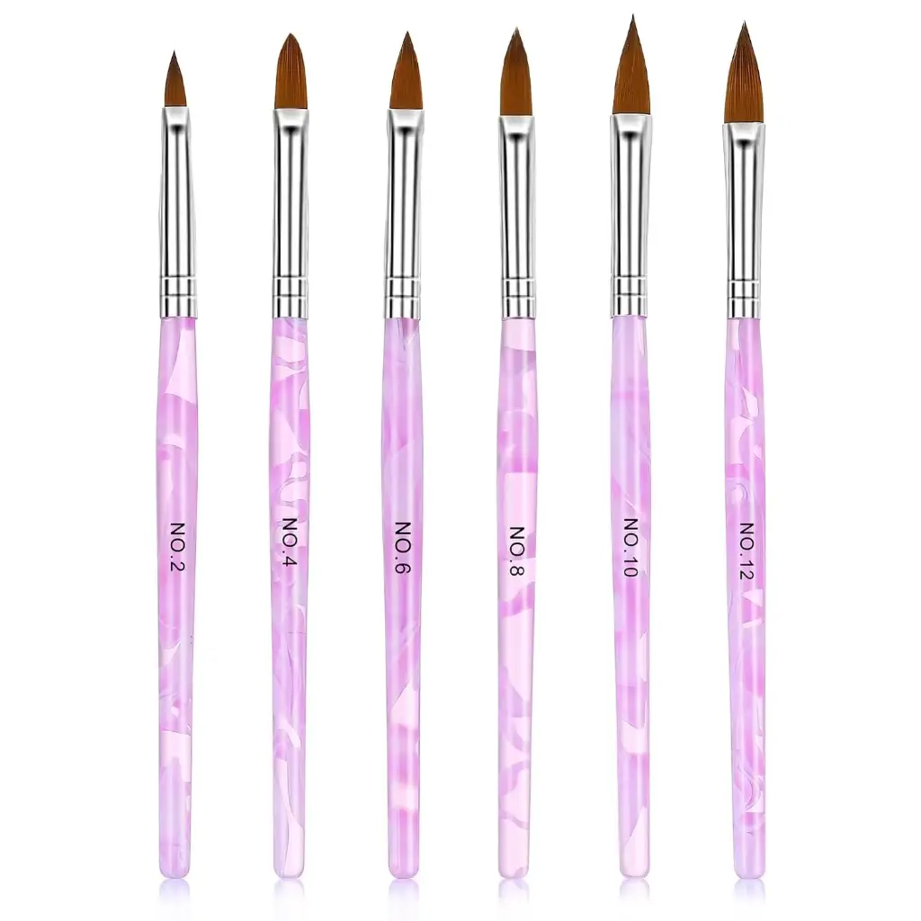 Acrylic Nail Brush Set - 6 Pcs Gel Brushes for Nails, Size 10/12/14/16/18/20mm Finger Nail Brush Professional Nail Art Brushes for Acrylic Powder...