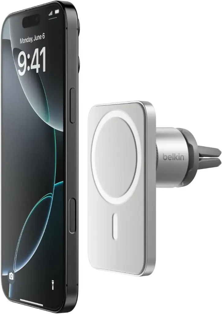 Belkin MagSafe Vent Mount Pro - MagSafe Phone Mount for Car, Magnetic Phone Holder Compatible with iPhone 16, iPhone 16 Pro, iPhone 16 Pro Max, iPhone 15 Series, iPhone 14 Series, and Mini - Gray