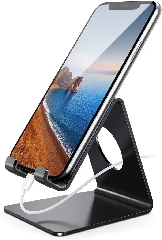 Lamicall Cell Phone Stand, Phone Dock: Cradle, Holder, Stand for Office Desk - Black