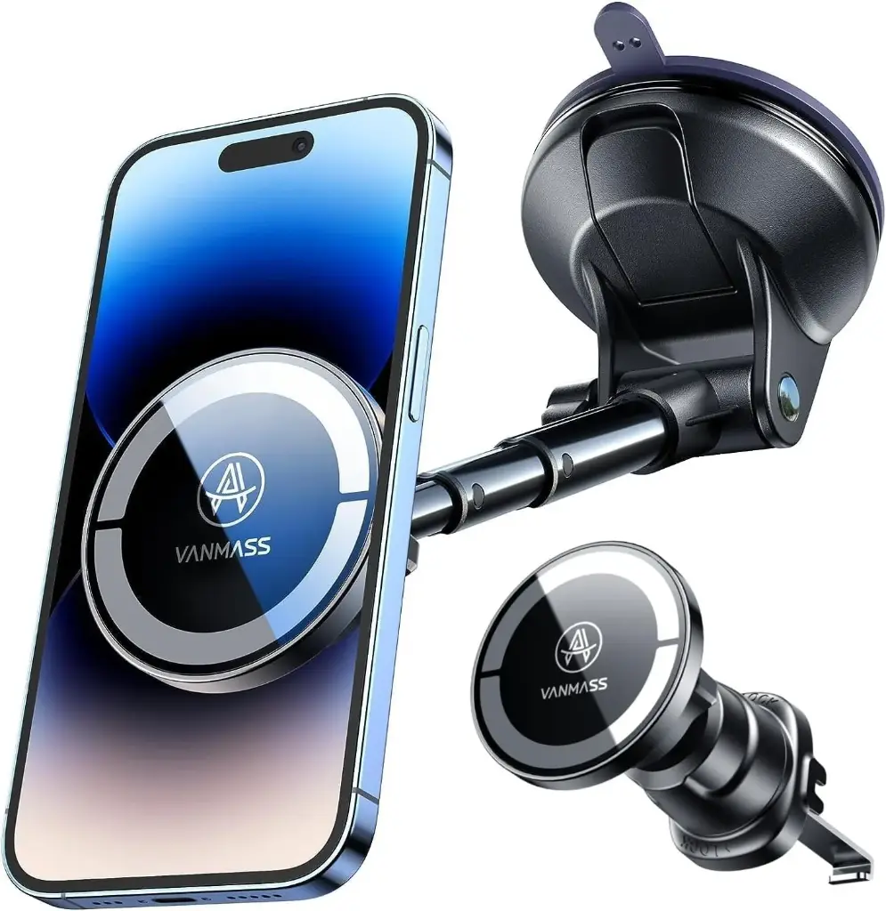 VANMASS Ultra Magnetic Car Phone Holder [Upgraded Strongest Magnet] for MagSafe Car Mount Suction Cellphone Stand for Dashboard Windshield Vent,Mobile Accessories for iPhone 16 15 14 13 12 11 Android