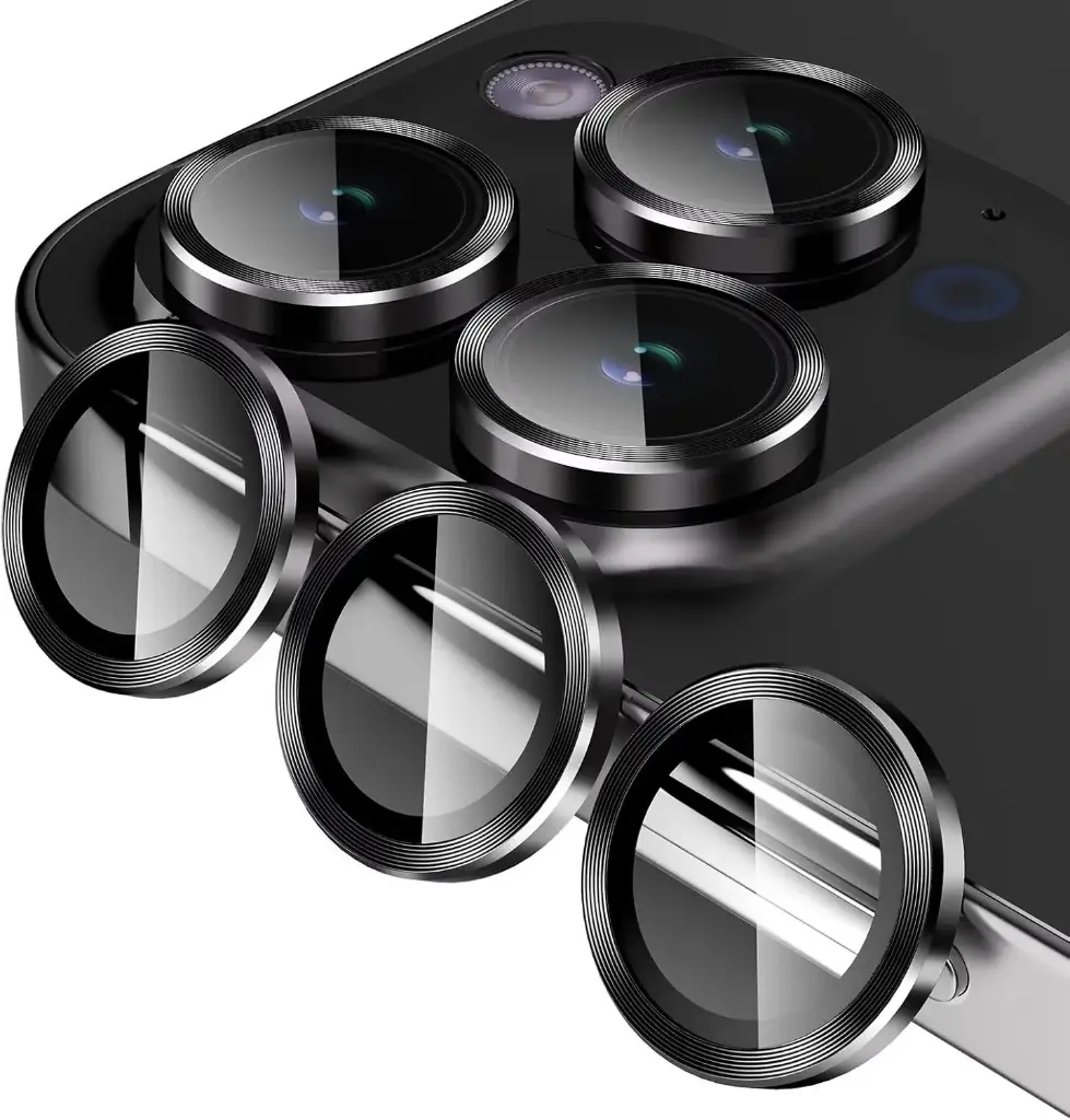 Jeluse 3X2 Pack Compatible for iPhone 15 Pro Max/iPhone 15 Pro Camera Lens Protector 9H Tempered Glass Cover, Drop Protection, Scratch Resistant, Automatic Alignment, Night Shooting Mode