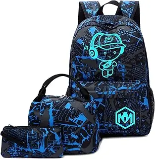 Bluboon School Backpack for Boys Teens Bookbag Travel Daypack Kids Girls Lunch Bag Pencil Case 