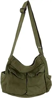 GAXOS Aesthetic Cute Messenger Bag for School Vintage Black Canvas Crossbody for Women Shoulder Laptop Bag 