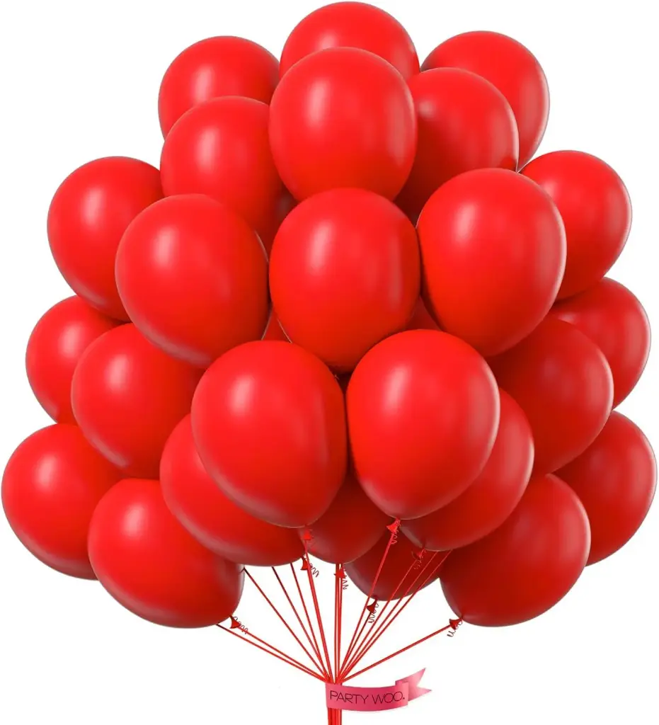 PartyWoo Red Balloons, 100 pcs 12 Inch Matte Red Balloons, Red Latex Balloons for Balloon Garland or Balloon Arch as Birthday Party Decorations, Wedding Decorations, Baby Shower Decorations, Red-Y57 