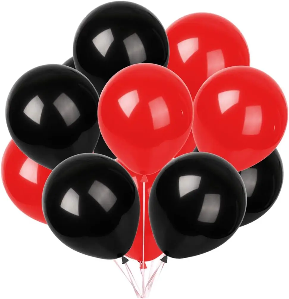 Red Black Balloons,100 pcs 12 inch Latex Balloons,birthday party decoration 
