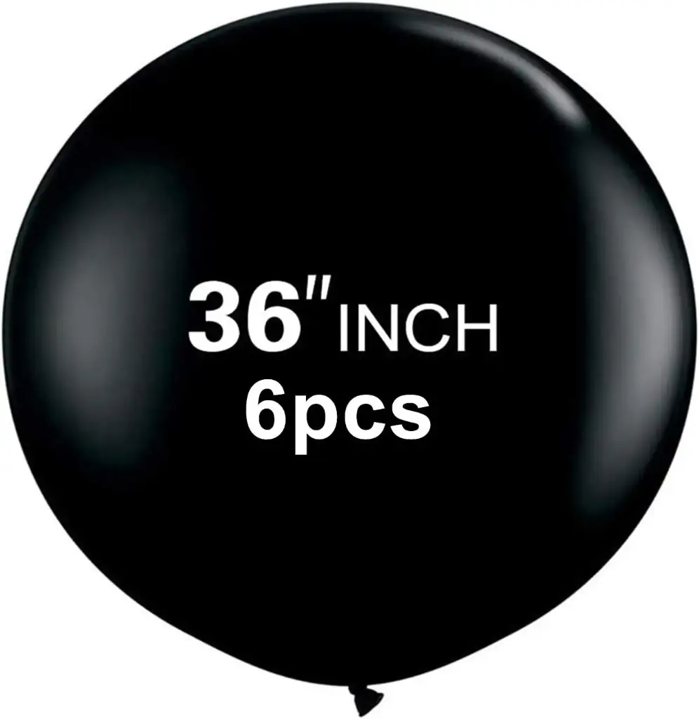36 Inch Latex Round Black Balloons(Premium Helium Quality),Giant Balloons for Photo Shoot/Birthday/WeddingParty/Festivals/Event Decorations (6pcs Black) 