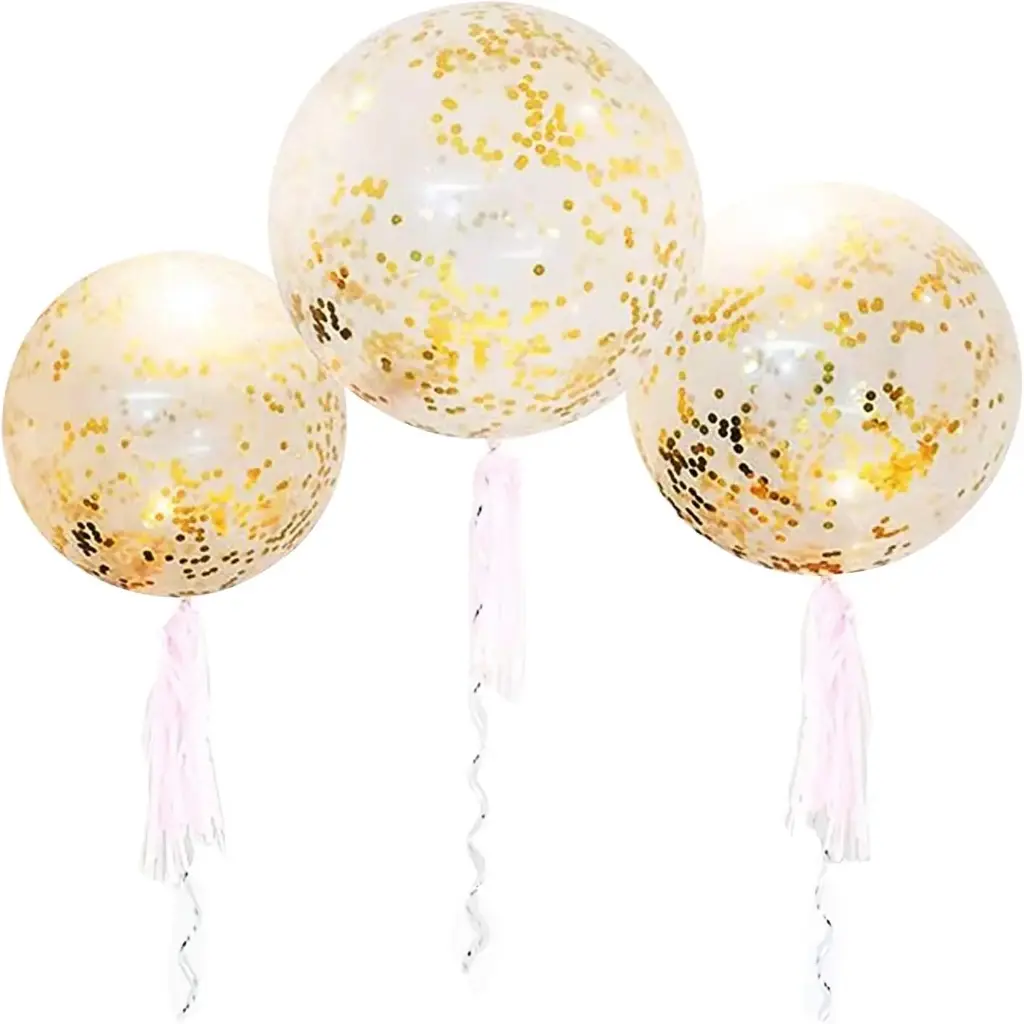 36 Inch Jumbo Confetti Balloons, Giant Latex Balloon with Gold Confetti (Premium Helium Quality) Pkg/6 Latex glitter balloons for Party/Birthdays/Wedding/Festivals Christmas and Event Decorations 