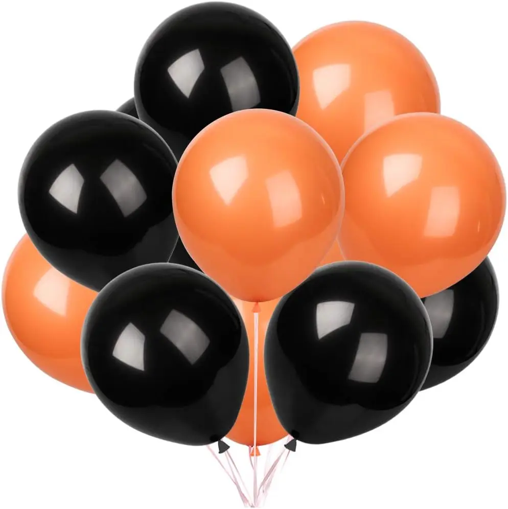 Orange Black Balloons,100 pcs 12 inch Latex Balloons,Birthday Wedding Baby Shower Party Decoration 