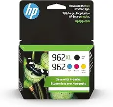 [COSKU-01971] Original HP 962 Cyan, Magenta, Yellow / 962XL Black Ink Cartridges (4-Pack) | Works with HP OfficeJet 9010 Series, HP OfficeJet Pro 9010, 9020 Series