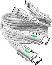 INIU C to C Fast Charging Cable, 2-Pack [3.3ft, White] Type C Charger Cord for Samsung Galaxy S24 Ultra S23 S10 S9 iPhone 16 15 Pro Max, MacBook Air, iPad Pro, and More