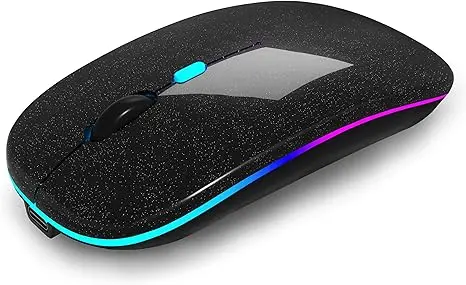 Wireless Bluetooth Mouse Rechargeable Laptop Mouse Portable LED Computer Mice Use(BT5.2 or USB 2.4G)Dual Mode Connection Silent Slim Mouse for Laptop/iPad Tablet/Apple MacBook/PC (Pearl Black) 