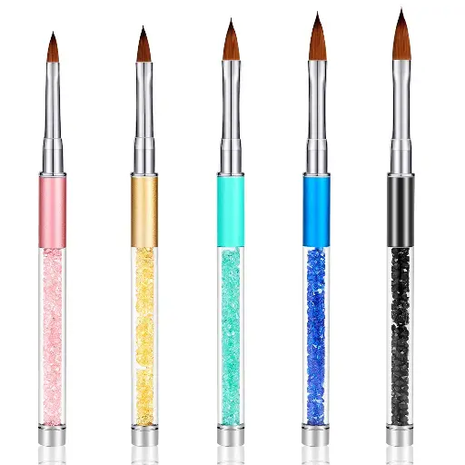 Honoson 5 Pieces Acrylic Nail Brush Set UV Gel 3D Nail Brushes Salon Using Acrylic Manicure Brush, Size 4, 6, 8, 10, 12