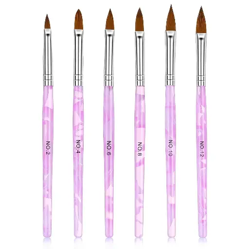 Acrylic Nail Brush Set - 6 Pcs Gel Brushes for Nails, Size 10/12/14/16/18/20mm Finger Nail Brush Professional Nail Art Brushes for Acrylic Powder...