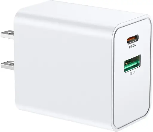 USB C Wall Charger Block 20W, Dual Port USB-C Wall Plug-in USB Charger 20W PD & QC3.0 USB A Fast Charging Block for iPhone 15/14/13/12/11 Series, iPad Pro, AirPods Pro, Samsung Android Phones and More