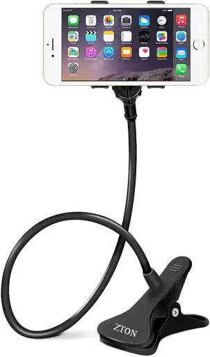 ZTON Cell Phone Holder, Universal Mobile Phone Stand, Lazy Bracket, Flexible Long Arms Clip Mount for iPhone, LG etc. in Office Bedroom Desktop (Black)
