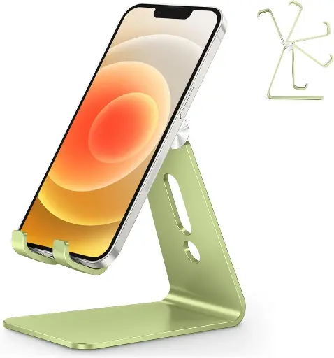 OMOTON Adjustable Cell Phone Stand, C2 Aluminum Desktop Phone Holder Dock Compatible with iPhone 15 14 13 Xs XR 8 Plus 7 6, Samsung Galaxy, Google Pixel, Android Phones