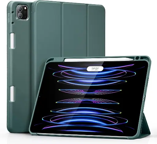 ESR for iPad Pro 11 Inch Case (2022/2021), Trifold Stand Case with Pencil Holder, Pencil 2 Support, Flexible Back Cover, Auto Sleep/Wake, Rebound Series, Forest Green