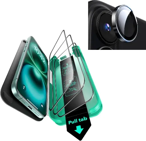 ESR for iPhone 16 screen protector with Camera Lens Protector