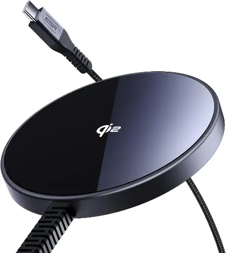 ESR HaloLock for Qi2 Magsafe Charger, 15W Wireless Charger for iPhone 16/15/14/13/12, AirPods 4/3/Pro/Pro 2, Galaxy S25, Strong iPhone Charger with Type-C Cable, Black