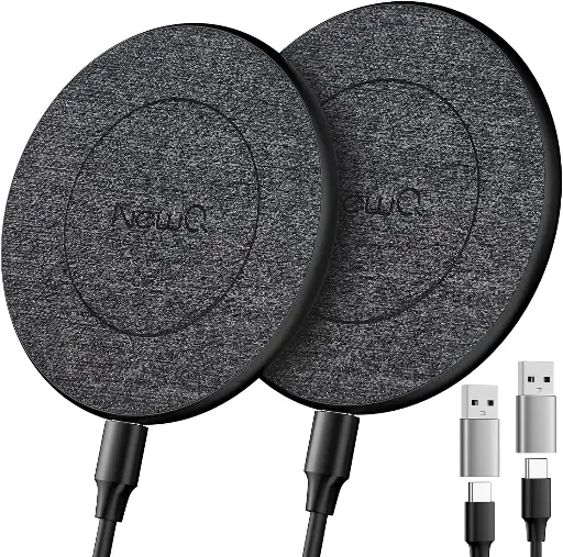 NewQ Wireless Charger, 15W Max Wireless Charging Pad for iPhone 15 14 13 12 11 X 8 Mini/SE/Pro/Max/Plus, Samsung Galaxy S23/S22/S21/S20/S10/S9/S8/S7/Note20/10/9/8, Air Pods/Pro/Galaxy Buds/+, 2 Packs