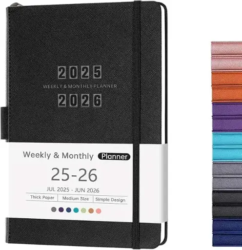 [SCSKU-0699] Artfan Planner 2025-2026 - Academic Planner 2025-2026 Weekly and Monthly, 12-Months , Jul. 2025 - Jun. 2026, 5.75" x 8.25", Saffiano Leather Planner with Hardcover, Thick Pap