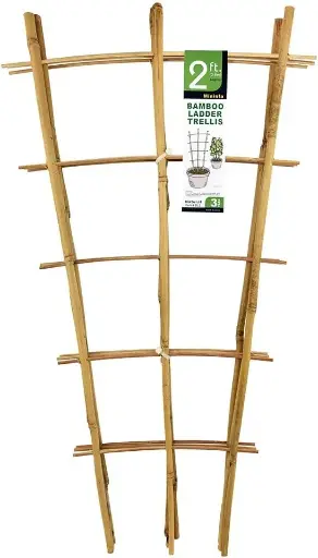 [SCSKU-0892] Natural Bamboo Trellis 24 Inches Tall, Mininfa Garden Ladder Trellis, Plant for Climbing Plants, Vegetables, Pots - 3 Pack 