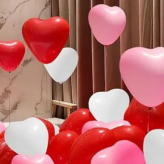 [SCSKU-0922] 50 6-inch Heart shaped balloons 3 Kinds of Color Latex Balloons for Valentines Day,Propose Marriage,Wedding Party.(red, pink, white) 