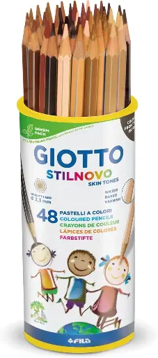 [SCSKU-1174] Giotto Stilnovo Skin Tones Colouring Pencils, 4 x 12 Assorted Colours, Ideal for Children, Parties and Schools 