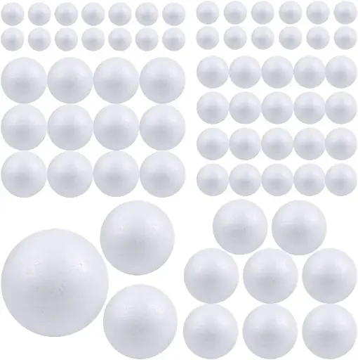 [SCSKU-1390] Pllieay 88 Pieces 6 Sizes White Foam Balls Polystyrene Craft Balls Craft Decoration Balls for DIY Art Craft, Household and School Projects 
