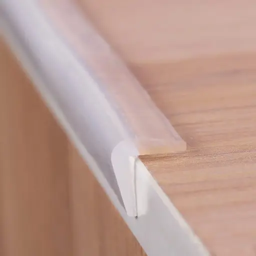 [SCSKU-1472] Edge Protector 100% Silicone, Clear Baby Proofing Corners Guards, Pre-Tape Adhesive Soft for Kids Safety, Child Table Cabinets Furniture Protection (1x1cm(width), 1 m (Pack of 1)) 