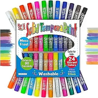 [SCSKU-1709] Kwik Stix Solid Tempera Paint Sticks, 24 Colors, Washable Paint Sticks for Kids, Non-Toxic, Quick Drying, Allergen Free, Paint Sticks in Classic, Metallic & Neon Colors, Paint for Kids and Toddlers 