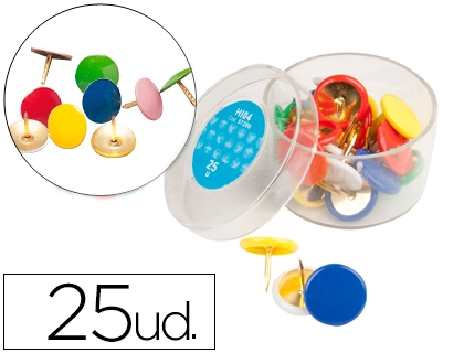 [OSKU-0175] Liderpapel laminated push pin assorted colors box of 25 units Xinxeta liderpaper laminated colors assortits box of 25 units